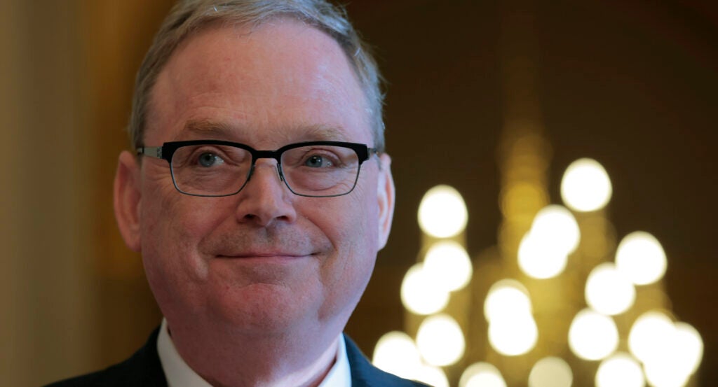 Kevin Hassett looks straight at the camera.