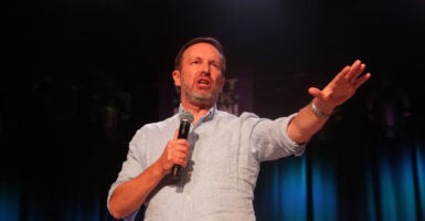 Sen. Chris Murphy, D-Conn., speaks at The Van Buren on August 03, 2025 in Phoenix, Arizona.