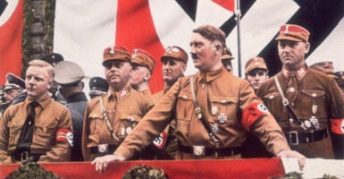 Adolf Hitler addressing a rally.