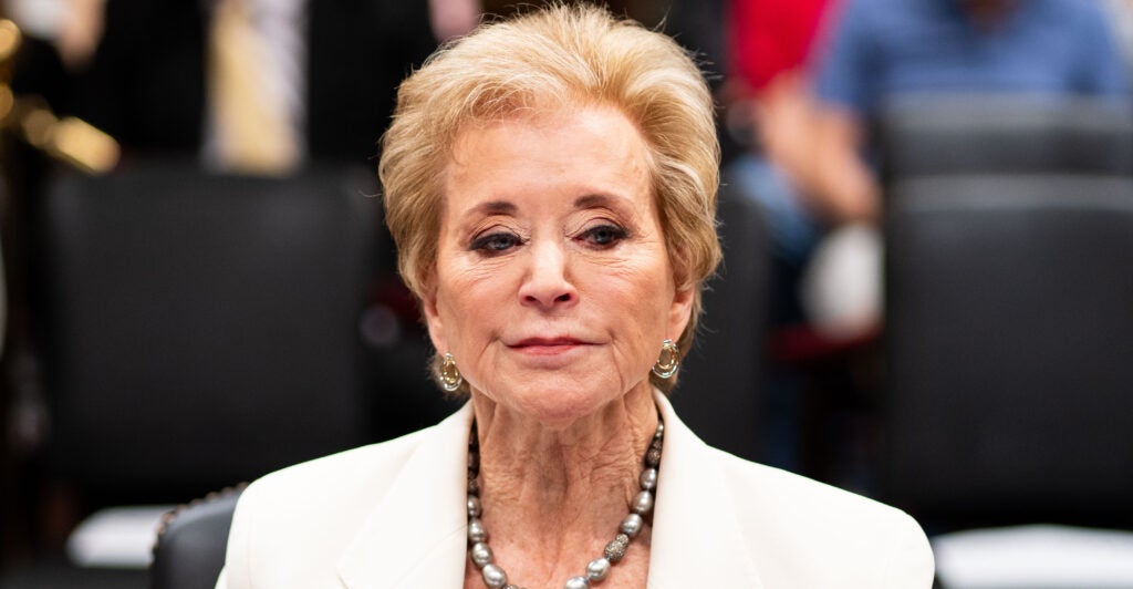 Linda McMahon testifies before a congressional subcommittee.