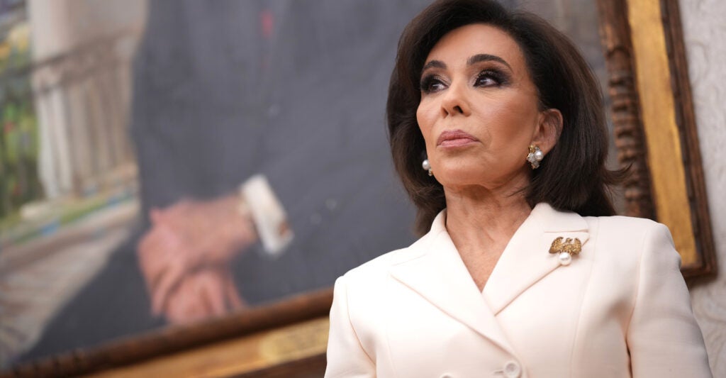 Interim U.S. Attorney for Washington, D.C. Jeanine Pirro stands during her swearing in ceremony in the Oval Office of the White House on May 28, 2025 in Washington, DC.