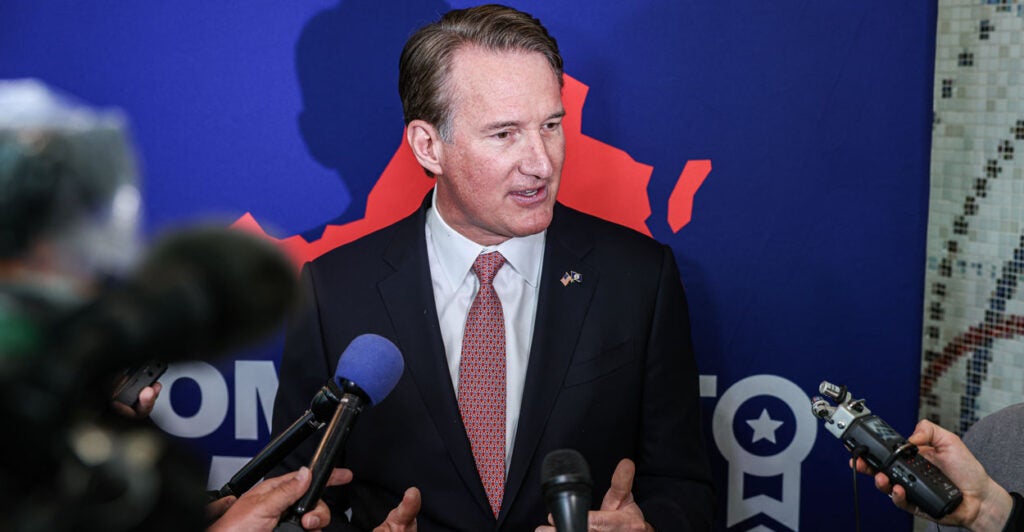 Virginia Governor Glenn Youngkin speaks to the media