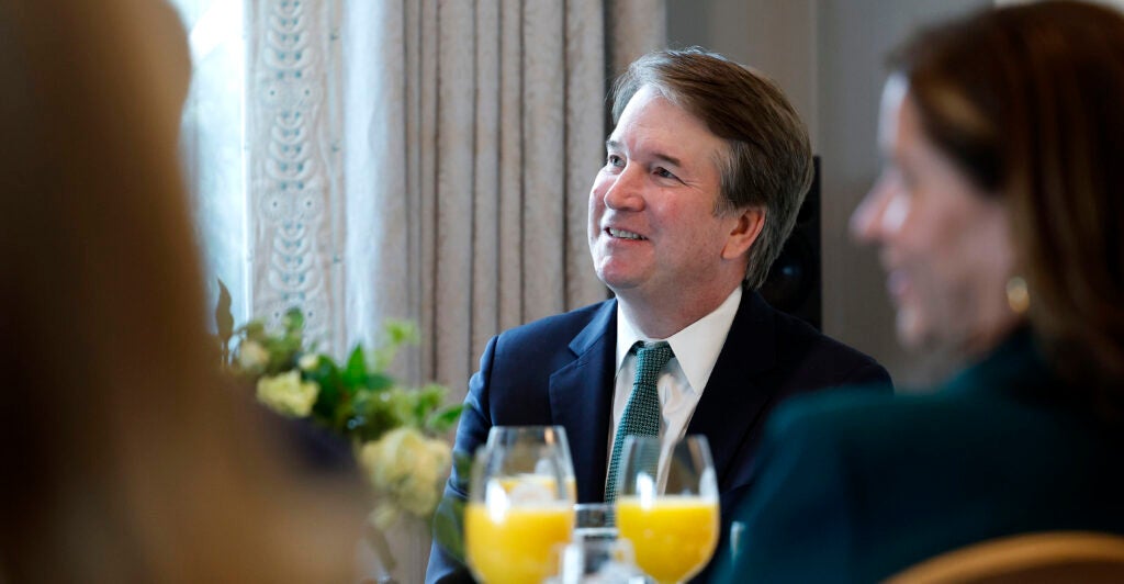 U.S. Supreme Court Associate Justice Brett Kavanaugh attends a St. Patrick's Day breakfast for Irish Taoiseach Micheál Martin at the vice president's residence on March 12, 2025 in Washington, DC. Martin is visiting the United States for the Irish leader's annual St. Patrick's Day visit where he will meet with U.S. President Donald Trump and attend a St. Patrick's Day lunch with congressional leaders.