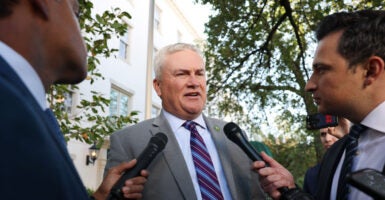 Rep. James Comer, R-Ky., speaks to reporters after leaving the House Republicans' weekly caucus meeting on Tuesday.
