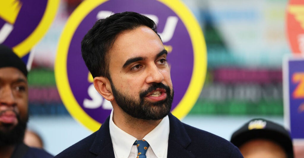 New York City mayoral candidate Zohran Mamdani is seen here speaking at a press conference on July 2.