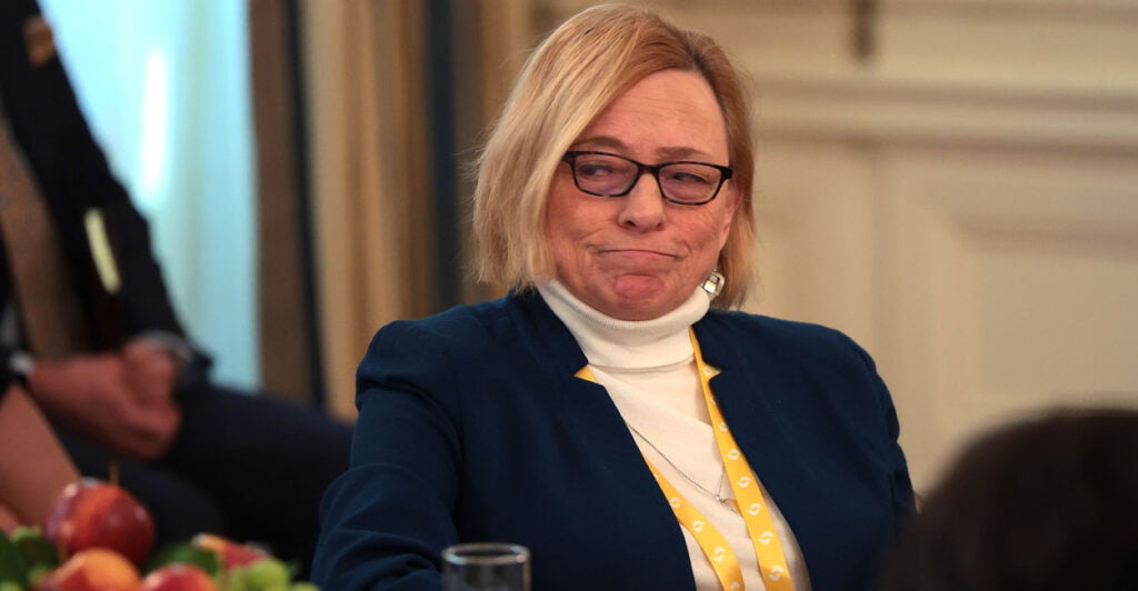 Democrat Maine Gov. Janet Mills attends a meeting of governors at the White House on Feb. 21.
