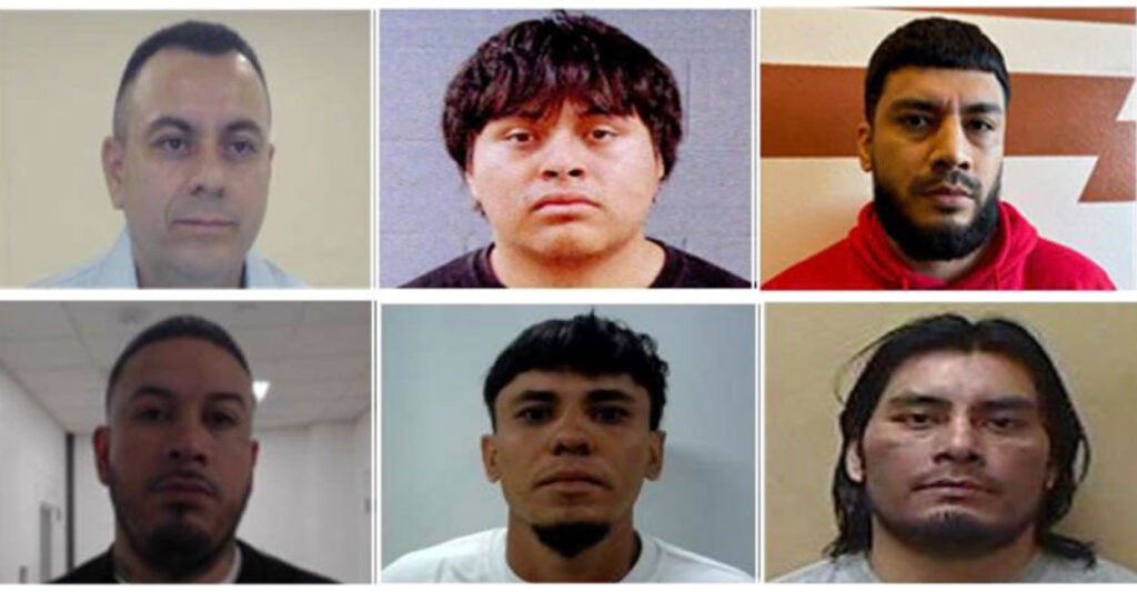 Mugshots of six criminal illegal aliens
