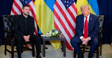 President Donald Trump speaks during a bilateral meeting with Ukrainian President Volodymyr Zelenskyy on the sidelines at the United Nations General Assembly in New York City on Tuesday.