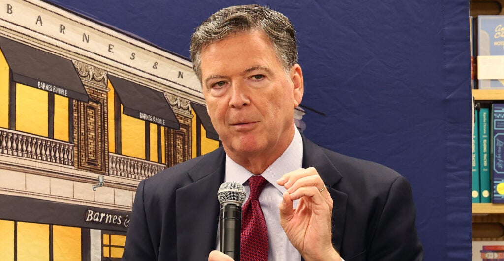 James Comey, former FBI Director, speaks at the Barnes & Noble Upper West Side.