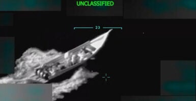 A screenshot shows what was believed to be a Venezuelan drug boat gliding through the Caribbean before being struck and destroyed.