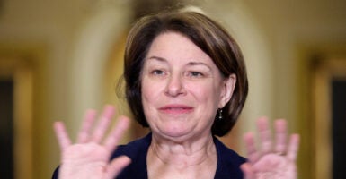 Sen. Amy Klobuchar speaks at a press conference