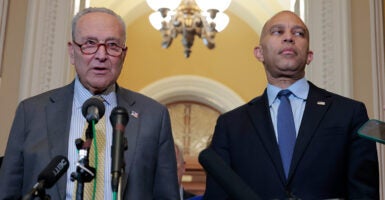 Senate Minority Leader Chuck Schumer (left) and House Minority Leader Hakeem Jeffries, both D-N.Y.