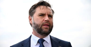 Close-up of JD Vance against a white background.