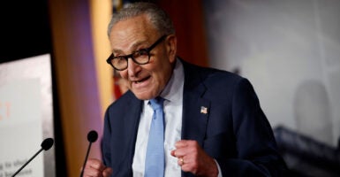 Chuck Schumer with fists clenched.