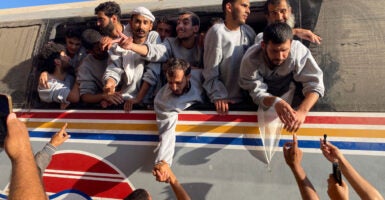 Palestinians released from Israeli prisons enter Gaza on Oct. 13.