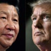 A composite photo of Chinese President Xi Jinping and President Donald Trump, facing one another