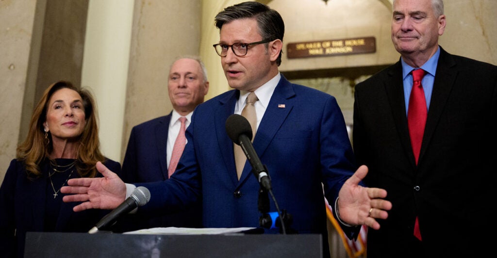 Mike Johnson speaks about the shutdown, joined by fellow House Republican leaders.