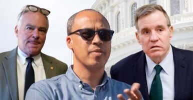 Sen. Tim Kaine, Jay Jones, and Sen. Mark Warner