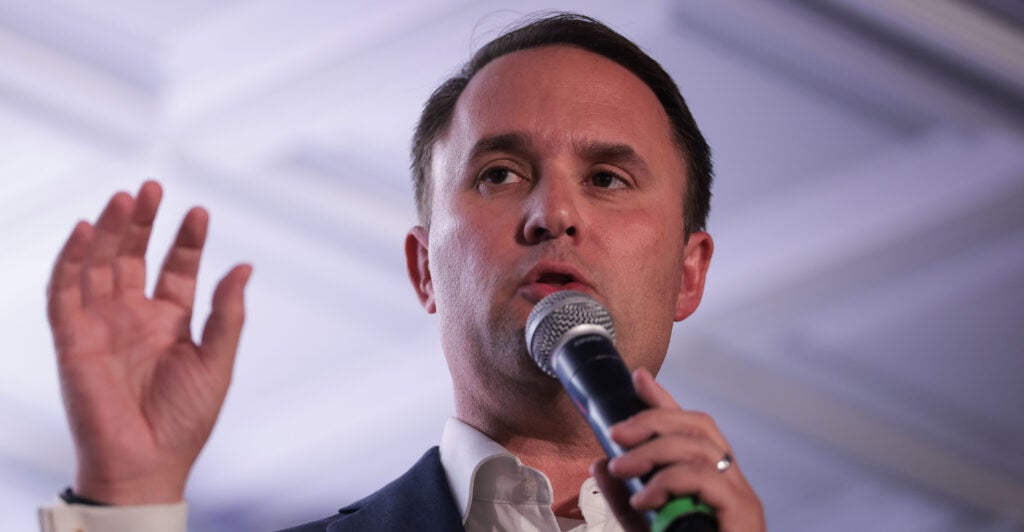 Virginia Attorney General Jason Miyares speaks during a campaign event