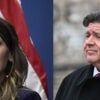 Side-by-side portraits of Kristi Noem and JB Pritzker.