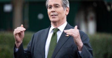 Treasury Sec. Scott Bessent speaks with the media outside of the West Wing of the White House.