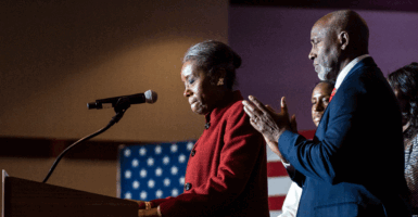 Republican gubernatorial candidate Winsome Earle-Sears speaks after losing to former Representative Abigail Spanberger