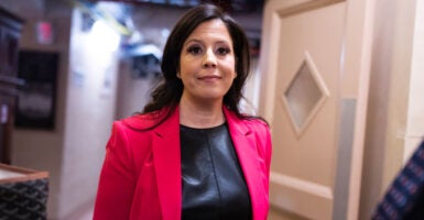 Elise Stefanik walks through the capitol.