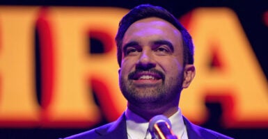 Zohran Mamdani speaks to supporters at the Brooklyn Paramount Theater after being elected mayor of New York City on Tuesday night.