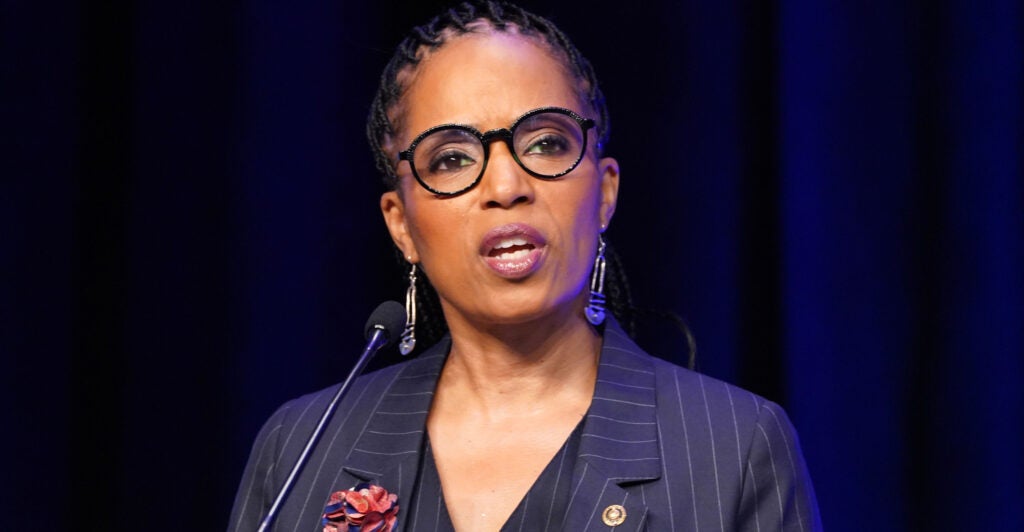 C - SEPTEMBER 25: Senator Angela Alsobrooks speaks onstage