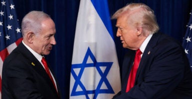 President Donald Trump and Israeli Prime Minister Benjamin Netanyahu during a press conference