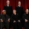 FILE PHOTO: U.S. Supreme Court justices pose for their group portrait at the Supreme Court in Washington, U.S., October 7, 2022. Seated (L-R): Justices Sonia Sotomayor, Clarence Thomas, Chief Justice John G. Roberts, Jr., Samuel A. Alito, Jr. and Elena Kagan. Standing (L-R): Justices Amy Coney Barrett, Neil M. Gorsuch, Brett M. Kavanaugh and Ketanji Brown Jackson. REUTERS/Evelyn Hockstein/File Photo