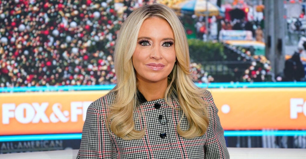 Fox News host Kayleigh Enany speaks during the Michael Dell visit at "FOX & Friends" at Fox News Channel Studios on December 04, 2025 in New York City. (Photo by John Lamparski/Getty Images)