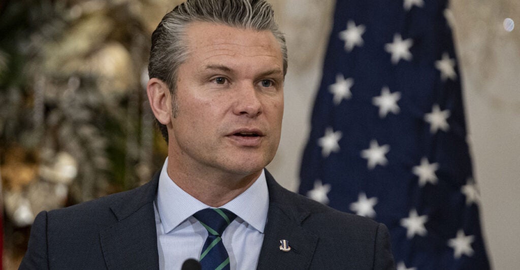 Close-up of Pete Hegseth.