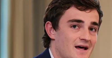 Nick Shirley speaks during a roundtable on antifa, an anti-fascist movement U.S. President Donald Trump designated a domestic "terrorist organization" via executive order on September 22, at the White House in Washington, D.C., U.S., October 8, 2025. REUTERS/Evelyn Hockstein