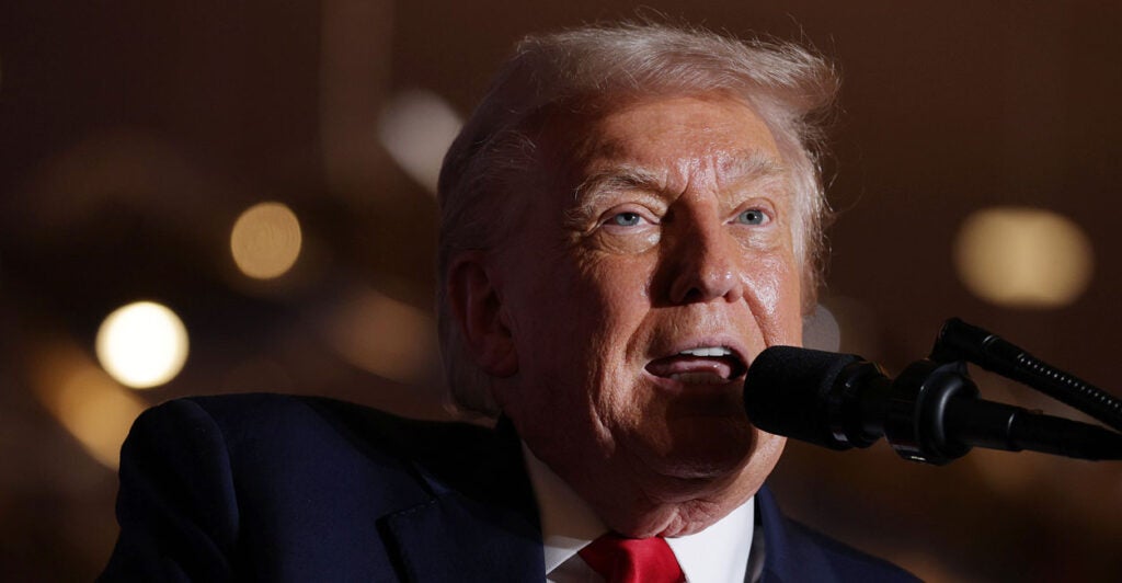 Donald Trump speaks at a rally in Mount Pocono, Pennsylvania.