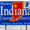 Welcome to the State of Indiana - Road sign along Interstate 70