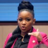 Jasmine Crockett speaks at an event