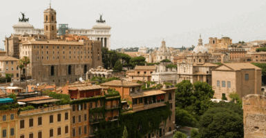 ROME, ITALY - AUGUST 06: A view of the rooves of the city on August 6, 2012, in Rome, Italy. Rome, the capital of Italy, was legendarily founded in 753 BC. Successively the capital city of the Roman Kingdom, the Roman Republic and the Roman Empire, Rome is regarded as one of the birthplaces of Western civilization. (Photo by Lucas Schifres/Getty Images)