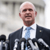 Kevin Roberts, president of The Heritage Foundation, speaks with members of the conservative House Freedom Caucus during a news conference on Capitol Hill on Tuesday, Sept 12, 2023, in Washington, DC.