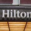 Sign at the entrance to the Hilton Hotel in Midtown. Erik McGregor/LightRocket via Getty Images)