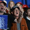 Attendees react as US President Donald Trump delivers remarks on the economy at Mount Airy Casino Resort in Mount Pocono, Pennsylvania, on December 9, 2025. (Photo by ANDREW CABALLERO-REYNOLDS / AFP via Getty Images)