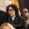 WASHINGTON, DC - JANUARY 20: (L-R) U.S. Supreme Court Chief Justice John Roberts, U.S. Supreme Court Associate Justice Sonia Sotomayor and U.S. Associate Supreme Court Justice Ketanji Brown Jackson listen as U.S. President Donald Trump speaks during inauguration ceremonies in the Rotunda of the U.S. Capitol on January 20, 2025 in Washington, DC. Donald Trump takes office for his second term as the 47th president of the United States. (Photo by Chip Somodevilla/Getty Images)