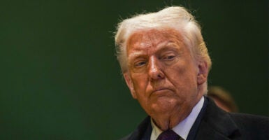 U.S. President Donald Trump is pictured after his meeting with Ukrainian President Volodymyr Zelensky in Davos, Switzerland, Jan. 22, 2026. U.S. President Donald Trump said on Thursday in Davos that his meeting with Ukrainian President Volodymyr Zelensky was 