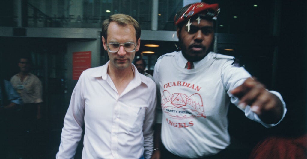 Bernhard Goetz on leaving the court. Bernhard Goetz who shot four young people in a crowded subway because he felt he was about to be robbed. (Photo by Rick Maiman/Sygma via Getty Images)