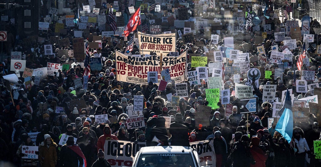 Anti-ICE protesters march in Minneapolis