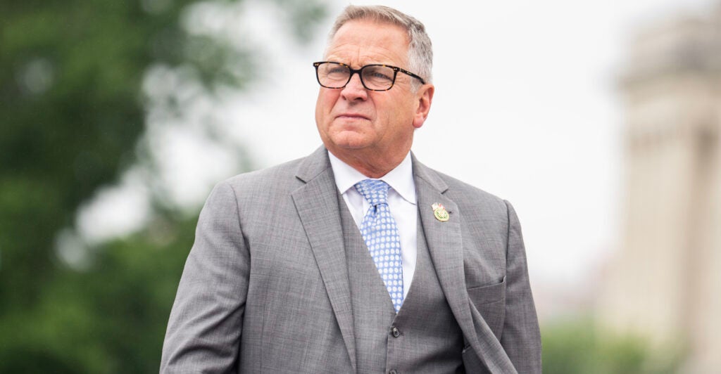 UNITED STATES - JUNE 22: Rep. Mike Bost, R-Ill., arrives to the U.S. Capitol before the House voted to send an articles of impeachment resolution against President Joe Biden to committees on Thursday, June 22, 2023. (Tom Williams/CQ-Roll Call, Inc via Getty Images)