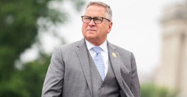 UNITED STATES - JUNE 22: Rep. Mike Bost, R-Ill., arrives to the U.S. Capitol before the House voted to send an articles of impeachment resolution against President Joe Biden to committees on Thursday, June 22, 2023. (Tom Williams/CQ-Roll Call, Inc via Getty Images)