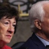 Republican Sens. Susan Collins of Maine and John Cornyn of Texas sit in committee.