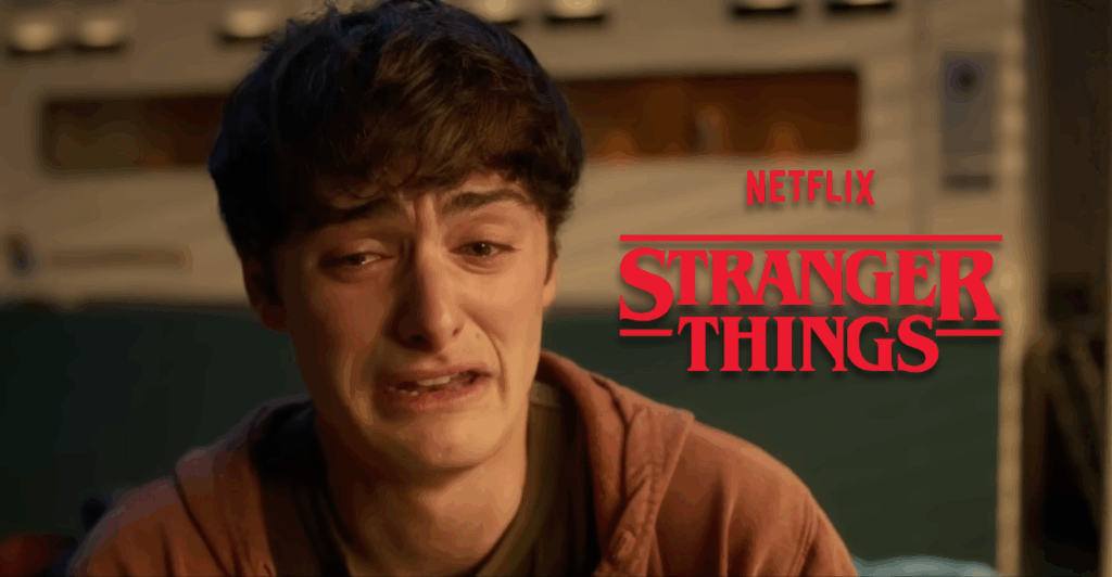 Actor Noah Schnapp cries on screen while playing Will Byers in "Stranger Things."