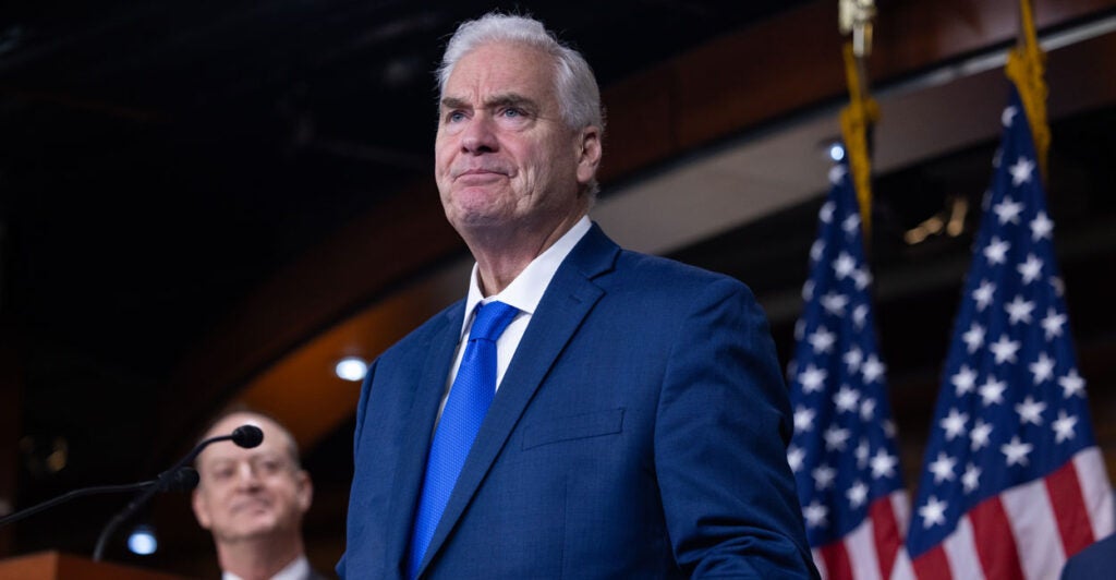 House Majority Whip Tom Emmer (R-MN) speaks at a press conference with other members of House Republican leadership in Washington, DC on January 13, 2026.